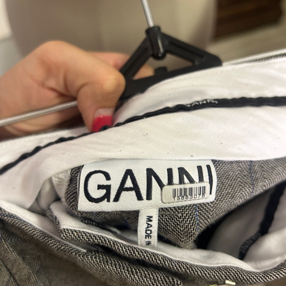 Ganni Gray Wide Leg Pants High Waisted Tailored - Picture 4 of 7
